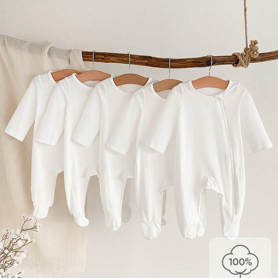 5-Piece Newborn Muslin Romper Set with Footies