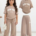Baby Girl 2-Piece Letter Print T-Shirt & Long Pants Set