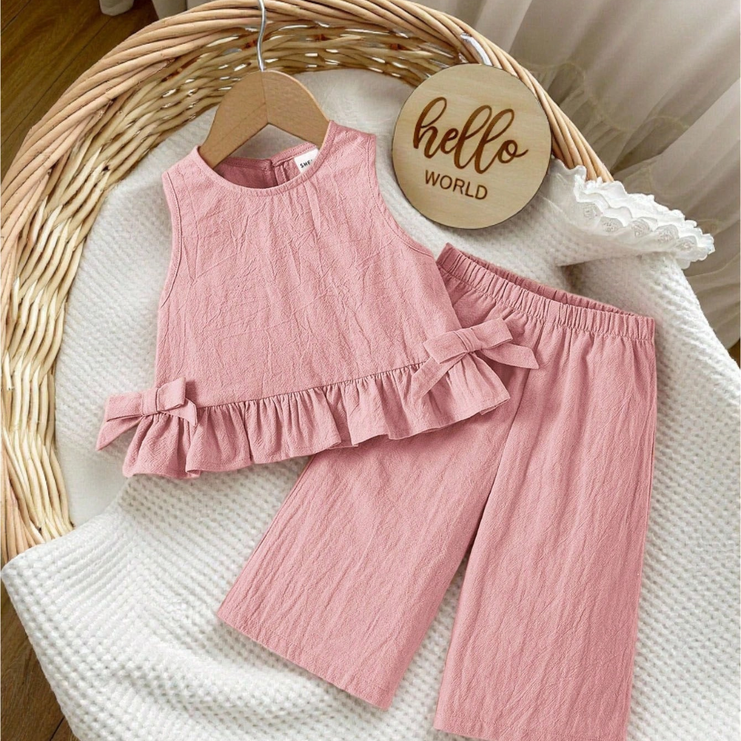 Baby Girl Ruffle Trim Camisole & Long Pants Set