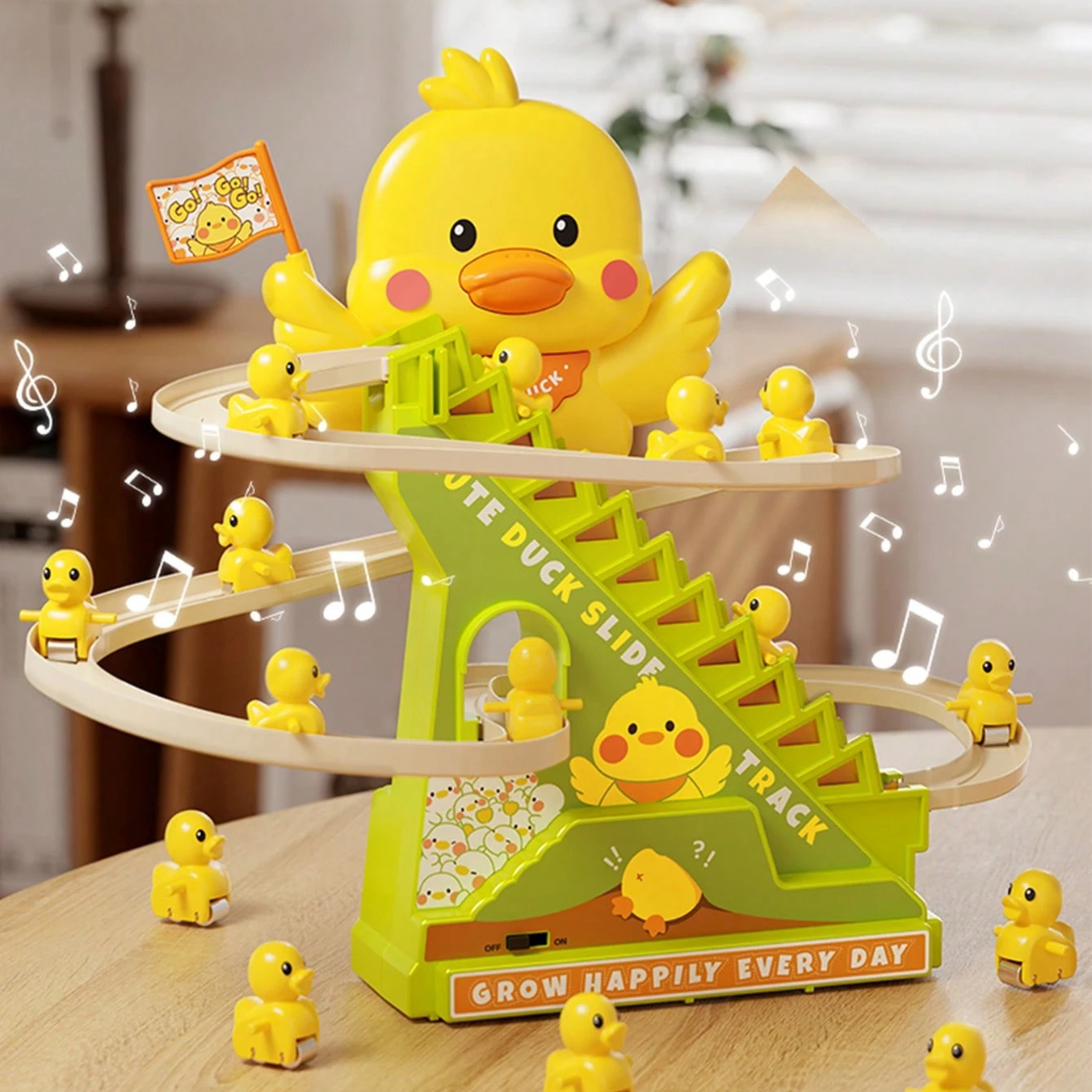 Duck Slide Track with Lights & Music — Automatic Stair Climbing Toy