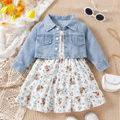 Wild Bloom 2-Piece Denim & Floral Dress Set