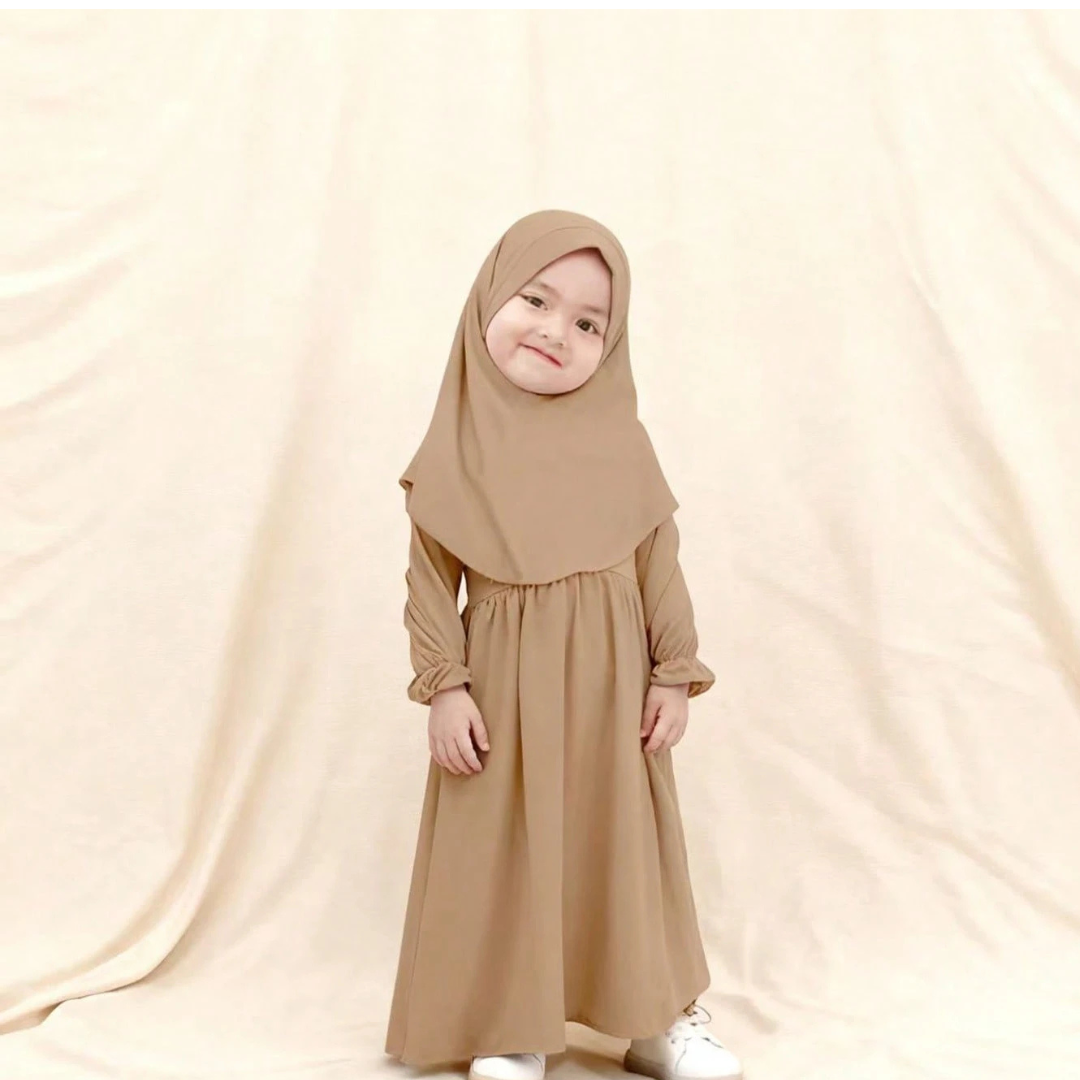 2-Piece Muslim Girls Dress & Headscarf Set
