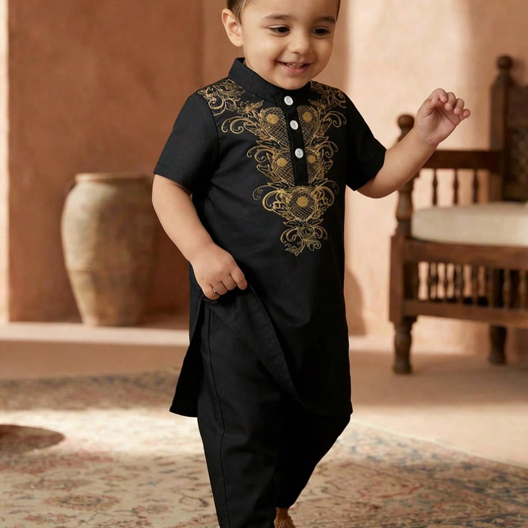 2-Piece Infant Baby Boy Arabic Robe & Pants Set